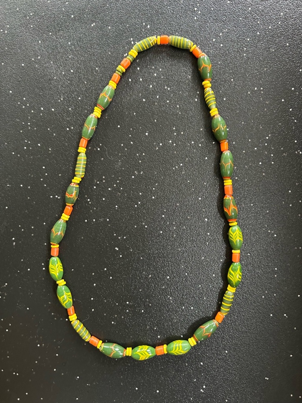 Handcrafted Green & Orange Beaded Necklace -Glass Women’s Jewelry